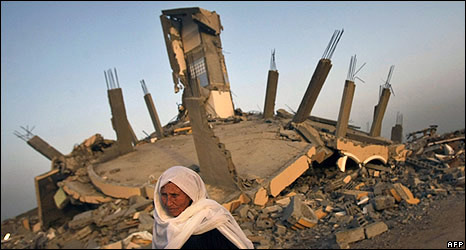 Amnesty said the way houses had fallen suggested they had been blown up from under walls and pillars